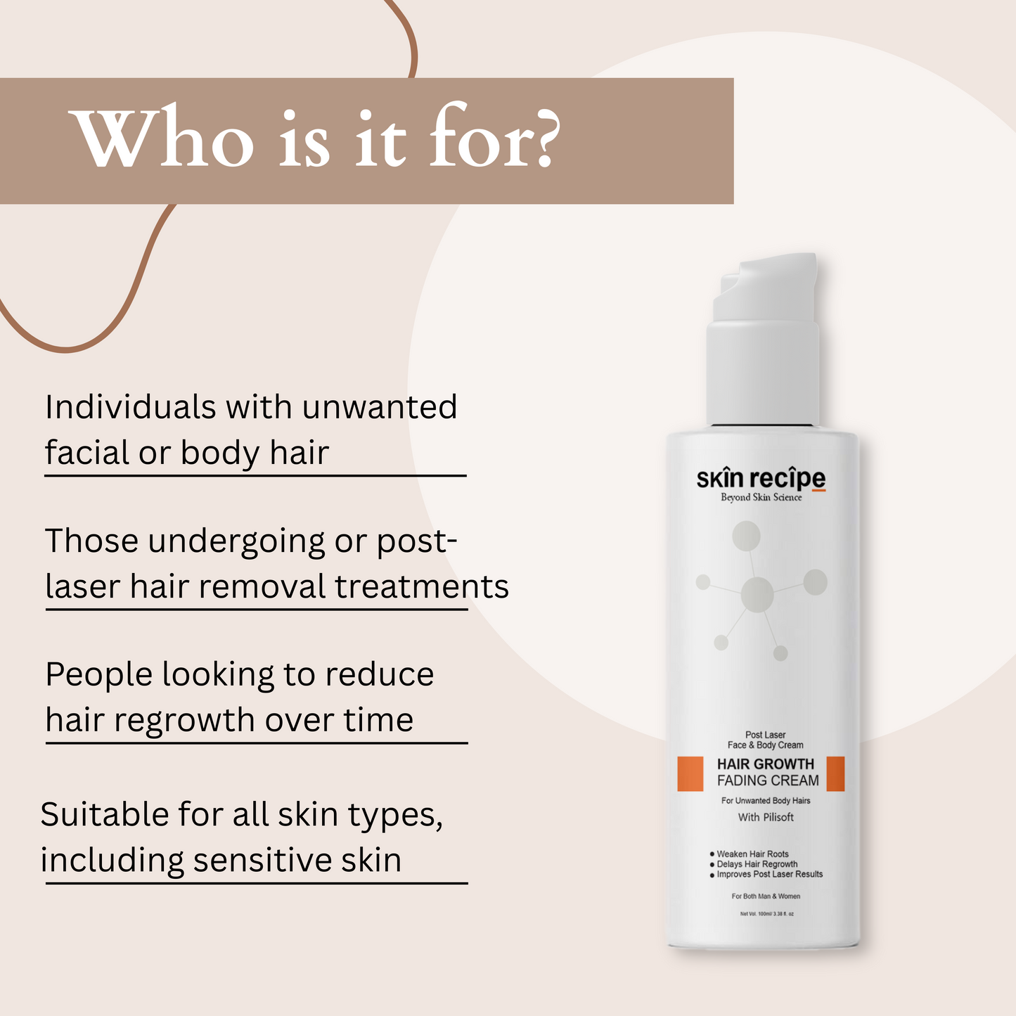 Post-Laser Face & Body Cream – Hair Growth Fading Cream-100ml