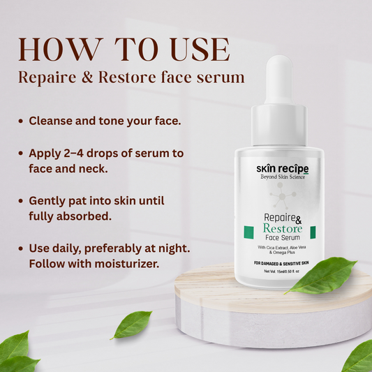 Repair & Restore Face Serum With Cica Extract, Aloe Vera & Omega Plus