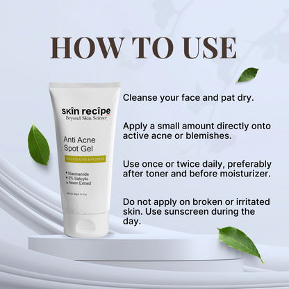 Anti-Acne Spot Gel With 2% Salicylic Acid, Niacinamide, and Neem Extract