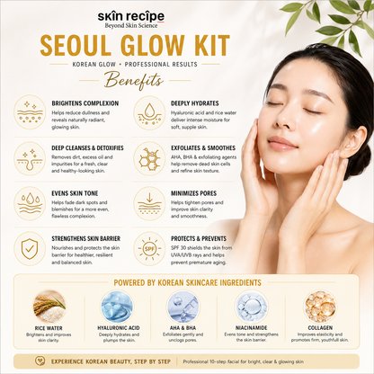 Skin Recipe Seoul Glow Kit – 10-Step Korean Facial Treatment for Bright, Clear & Glass-Like Skin