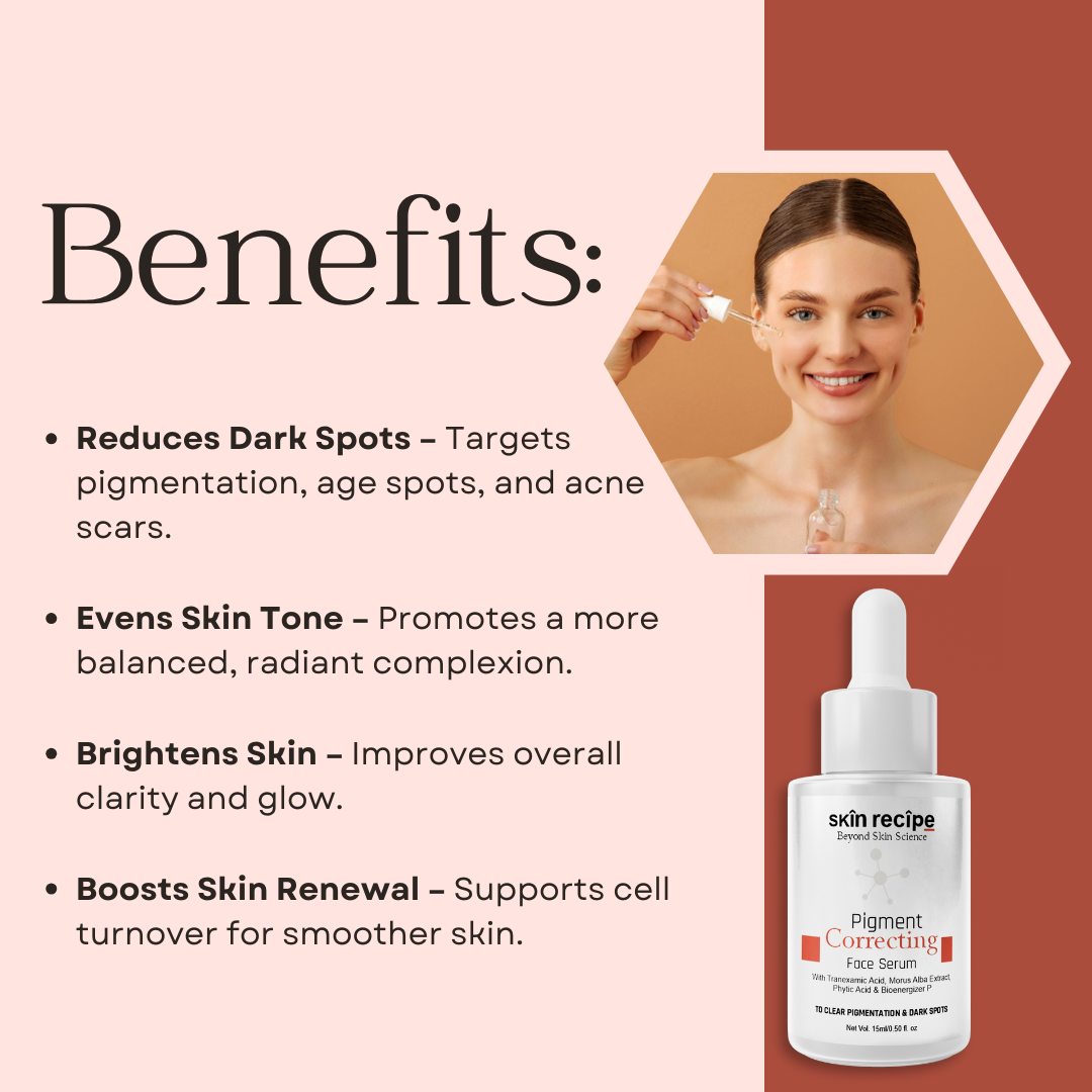 Pigment Correcting Face Serum With Tranexamic Acid, Morus Alba Extract, Phytic Acid & Bioenergizer P