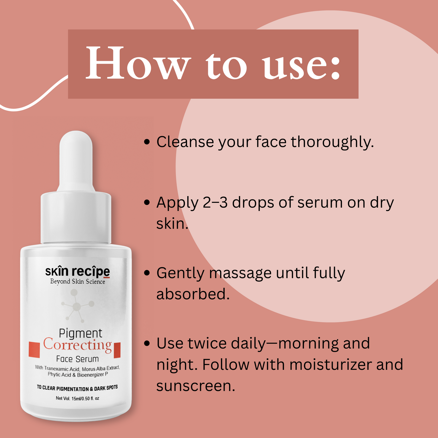 Pigment Correcting Face Serum With Tranexamic Acid, Morus Alba Extract, Phytic Acid & Bioenergizer P