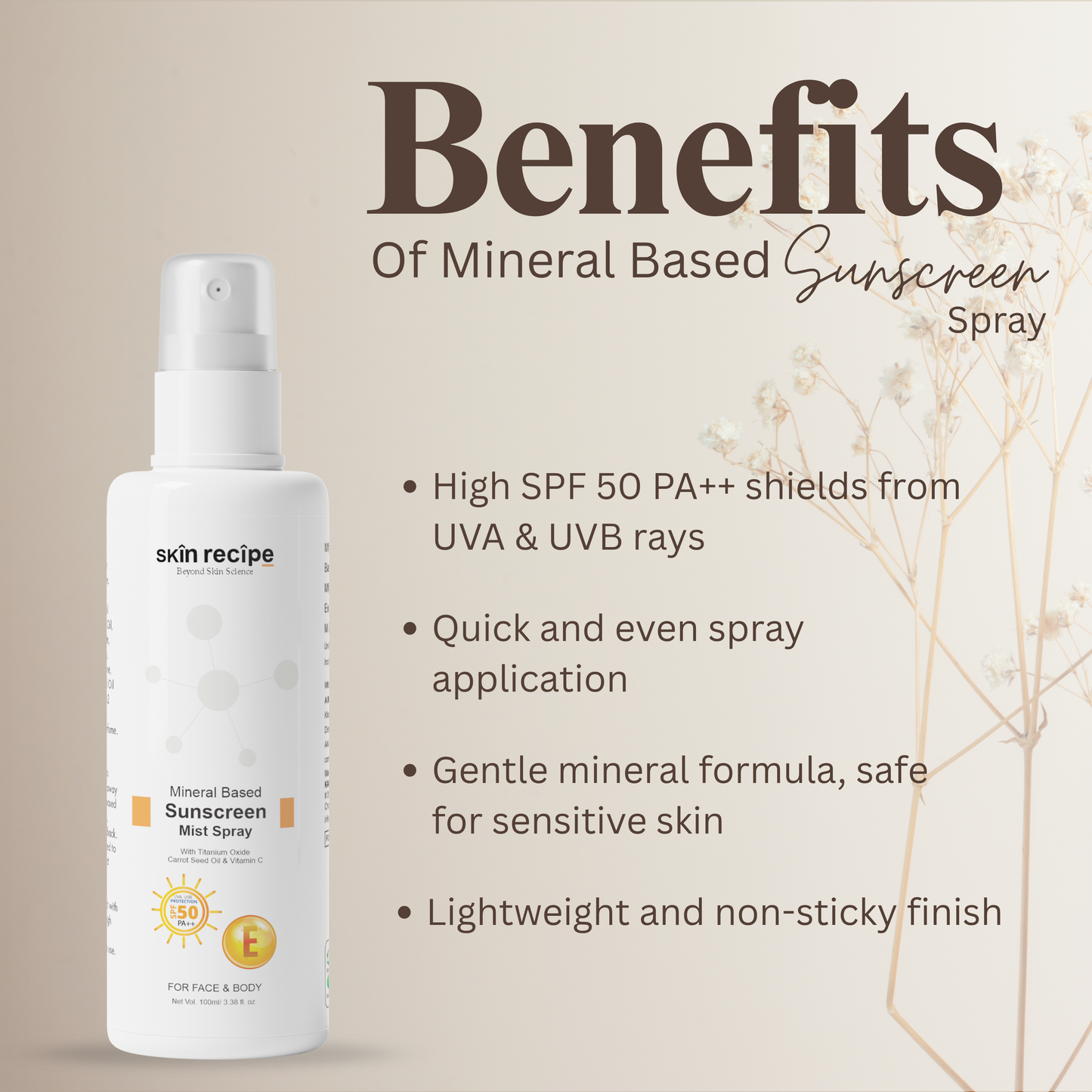 Mineral-Based Sunscreen Mist Spray