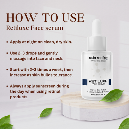 Retiluxe Face Serum With Encapsulated Retinol, Hyaluronic Acid, Alpha Arbutin, Ferulic Acid, Vitamin E & Ascorbyl Tetraisopalmitate